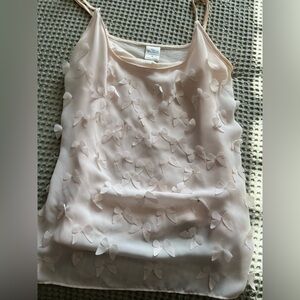 LC Lauren Conrad Blush Bow-Embellished Blouse